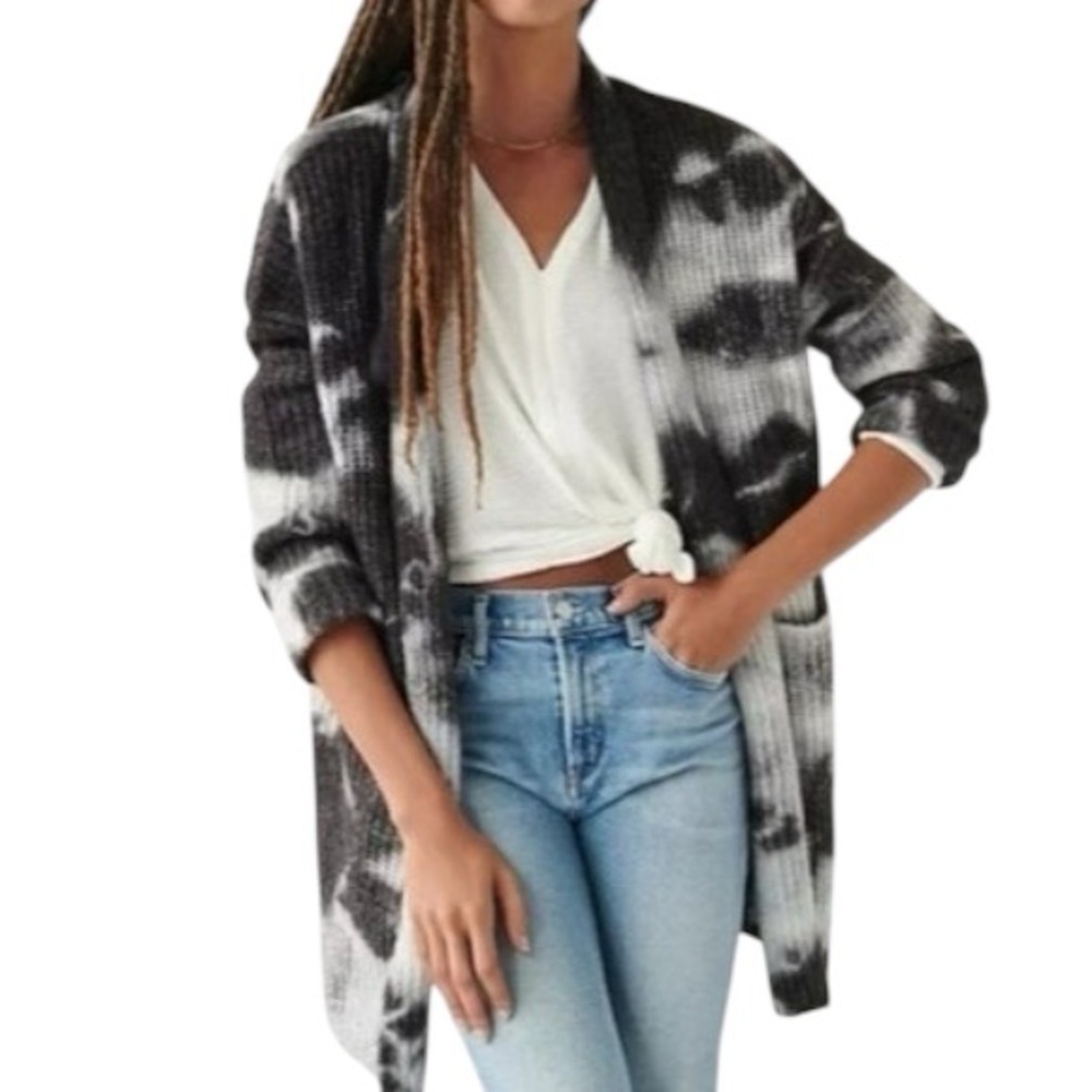 Anthropologie Avalon Marble Tie Dye Open Front Cardigan Sweater OSFM